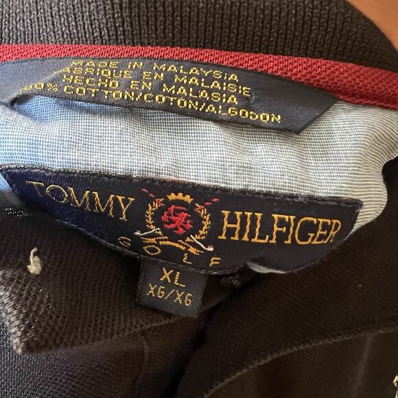 Tommy Hilfiger Vintage Polo Long Sleeve Black Size XL Pinehurst 1895 Preppy Golf - Picture 8 of 10